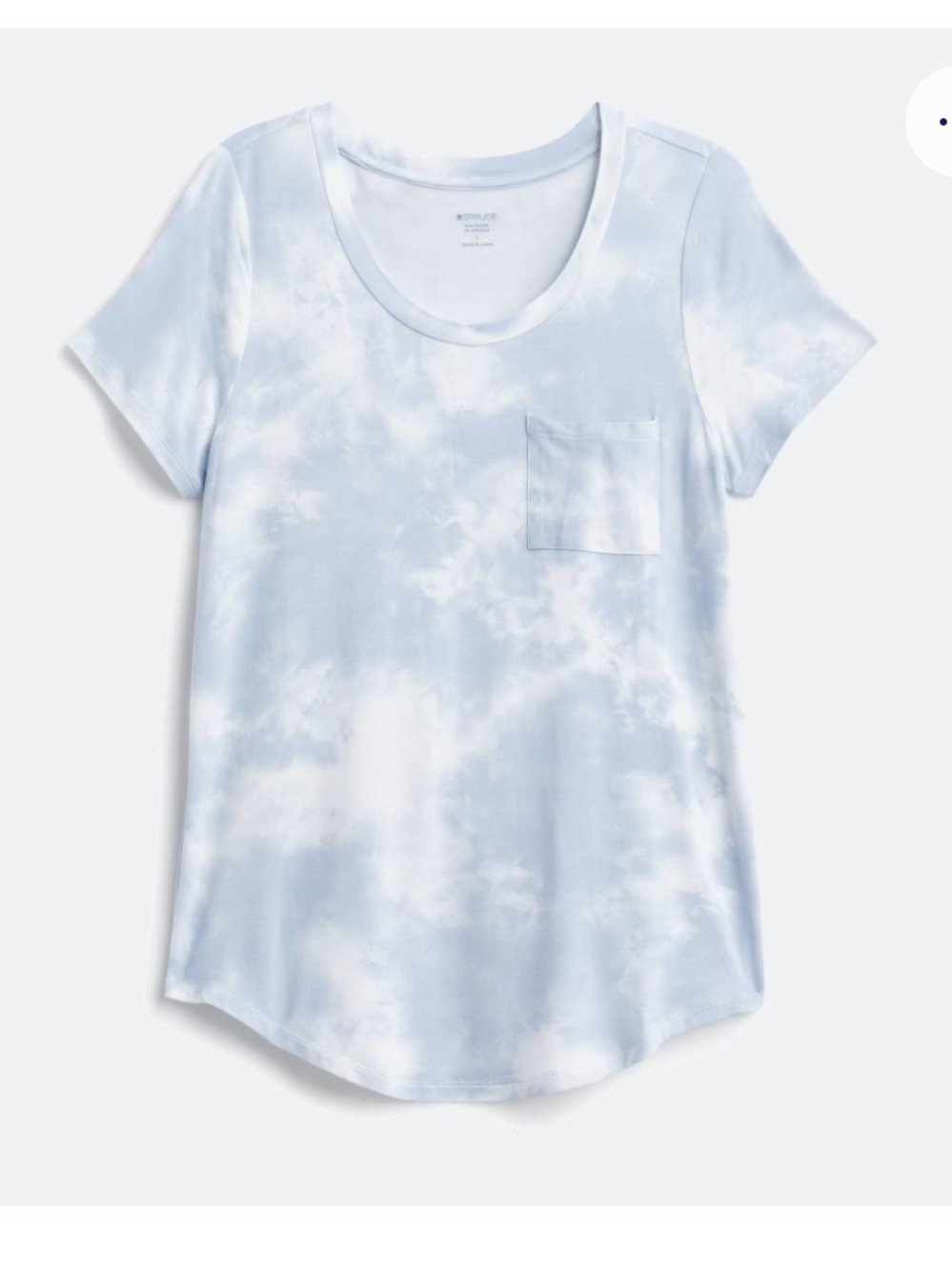 Market & Spruce Light Blue & White Tie-Dye Pocket Short Sleeve Tee